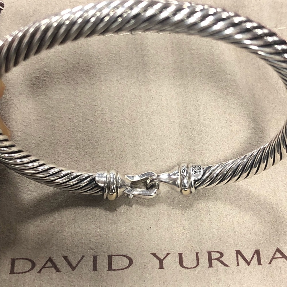 David Yurman Silver Cable Bracelet with Hook Closure